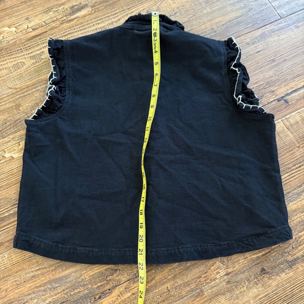 Seventy + Mochi Pablo Crop Vest Women M Black Denim Anthropologie Free People - Picture 11 of 13